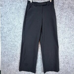 Express Editor Dress Pants Womens 2R Black White Pinstripe Wide Leg Work Office